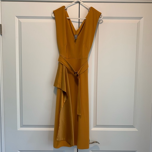 ASOS DESIGN Midi Satin Mix Skater Dress w/ Belt - Picture 7 of 7